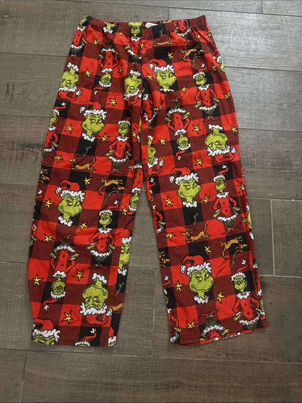 Red Grinch Plaid Holiday Pajama Pants Size Medium